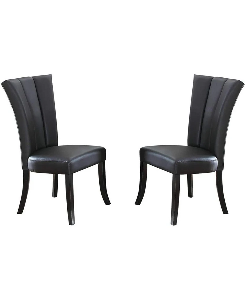 Streamdale Furniture Black Faux Leather Upholstered Lines Back Set Of 2 Piece Chairs Dining Room Wide Flair Back Chair