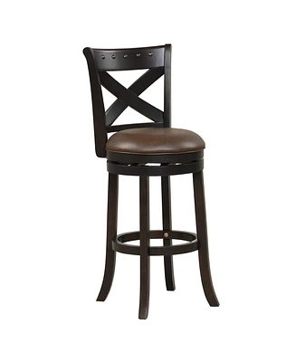 Slickblue Swivel Bar Stool with Curved Backrest Pu Leather Seat and Footrest