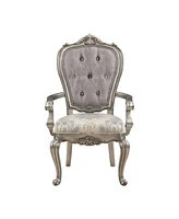 Streamdale Furniture Ariadne Side Chair (Set-2), Velvet & Antique Plantinum Finish