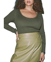 Eloquii Plus Size Scoop Neck Knitted Long Sleeve