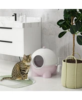 Simplie Fun Odorless, Private Cat Litter Box with Anti-Tracking Pedal and Included Scoop