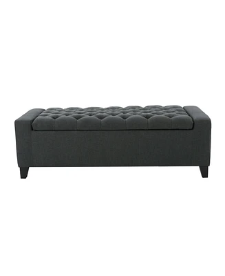 Streamdale Furniture Stylish Dark Grey Storage Ottoman with Tufted Top