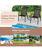 Gymax 12PCS Outdoor Pe Wicker Stacking Dining Chairs Patio Arm Mix Grey