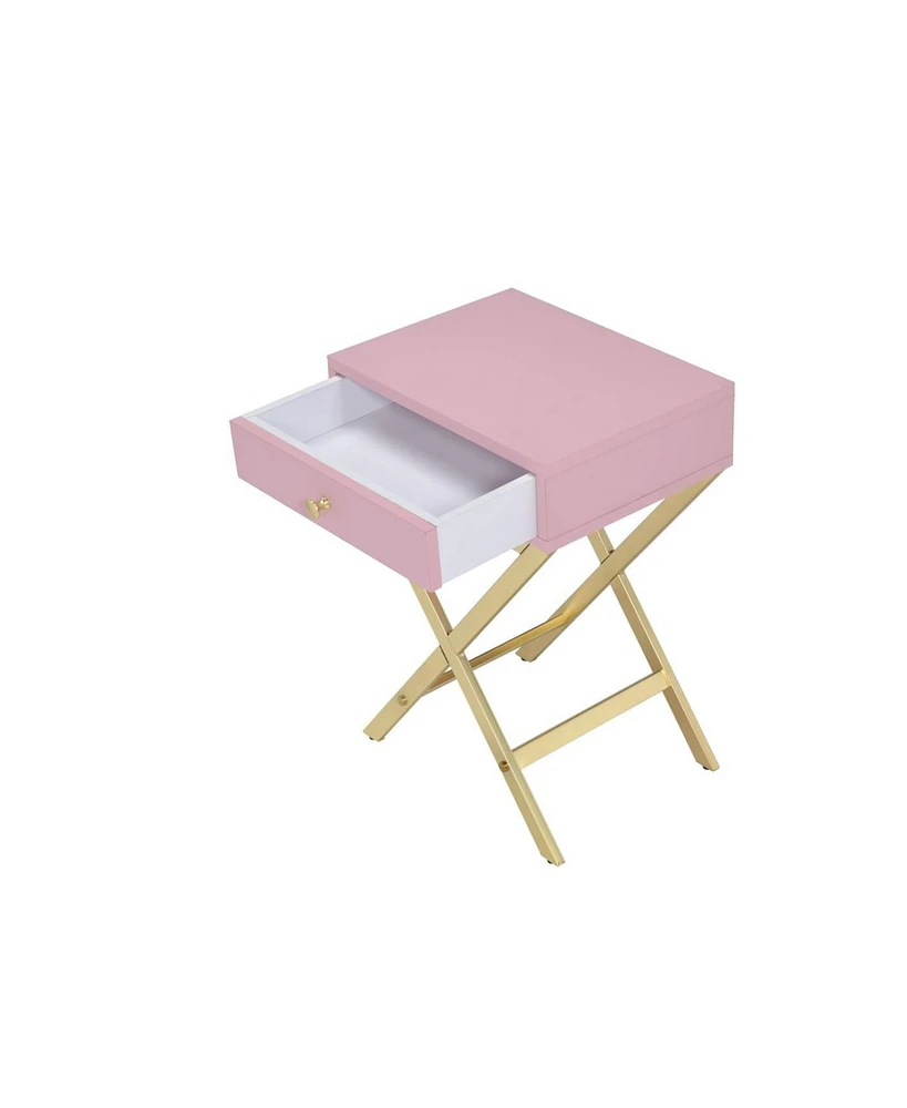 Simplie Fun Coleen Side Table, Pink & Gold