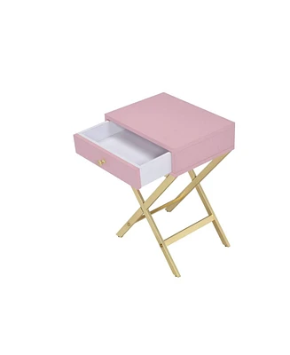 Simplie Fun Coleen Side Table, Pink & Gold