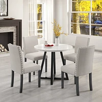 5-Piece Dining Set with Marble-Inspired Table & Ergonomic Chairs