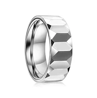 Metallo High Polished Faceted Tungsten Ring