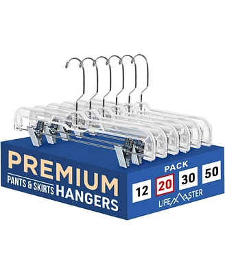 Lifemaster Clear Plastic Hangers - 20 Pieces 14 Inches Anti-Slip Space-Saving, Closet Organization Solution