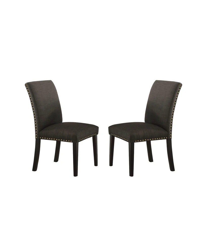 Simplie Fun Polyfiber Upholstered Dining Chair, Ash Black(Set Of 2)