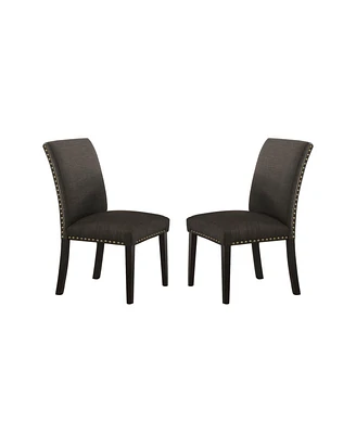 Simplie Fun Polyfiber Upholstered Dining Chair, Ash Black(Set Of 2)