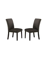 Simplie Fun Polyfiber Upholstered Dining Chair, Ash Black(Set Of 2)
