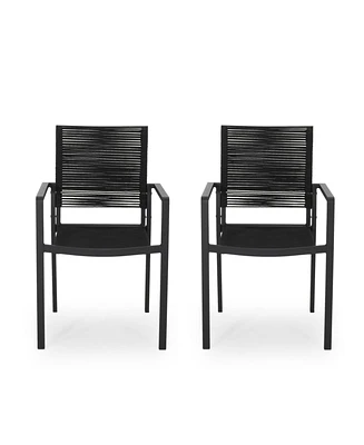 Simplie Fun Stunning Hand-Woven Rope and Aluminum Patio Dining Chairs (Set of 2)