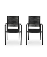 Simplie Fun Stunning Hand-Woven Rope and Aluminum Patio Dining Chairs (Set of 2)