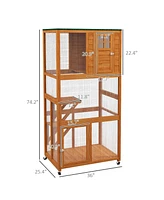 Streamdale Furniture Spacious Outdoor Catio Safe Outdoor Oasis with Weatherproof Asphalt Roof and Roll Wheels