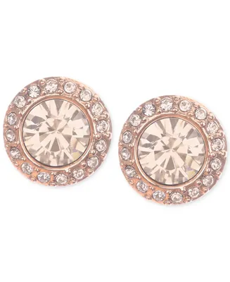 Givenchy Rose Gold-Tone Pave Button Stud Earrings