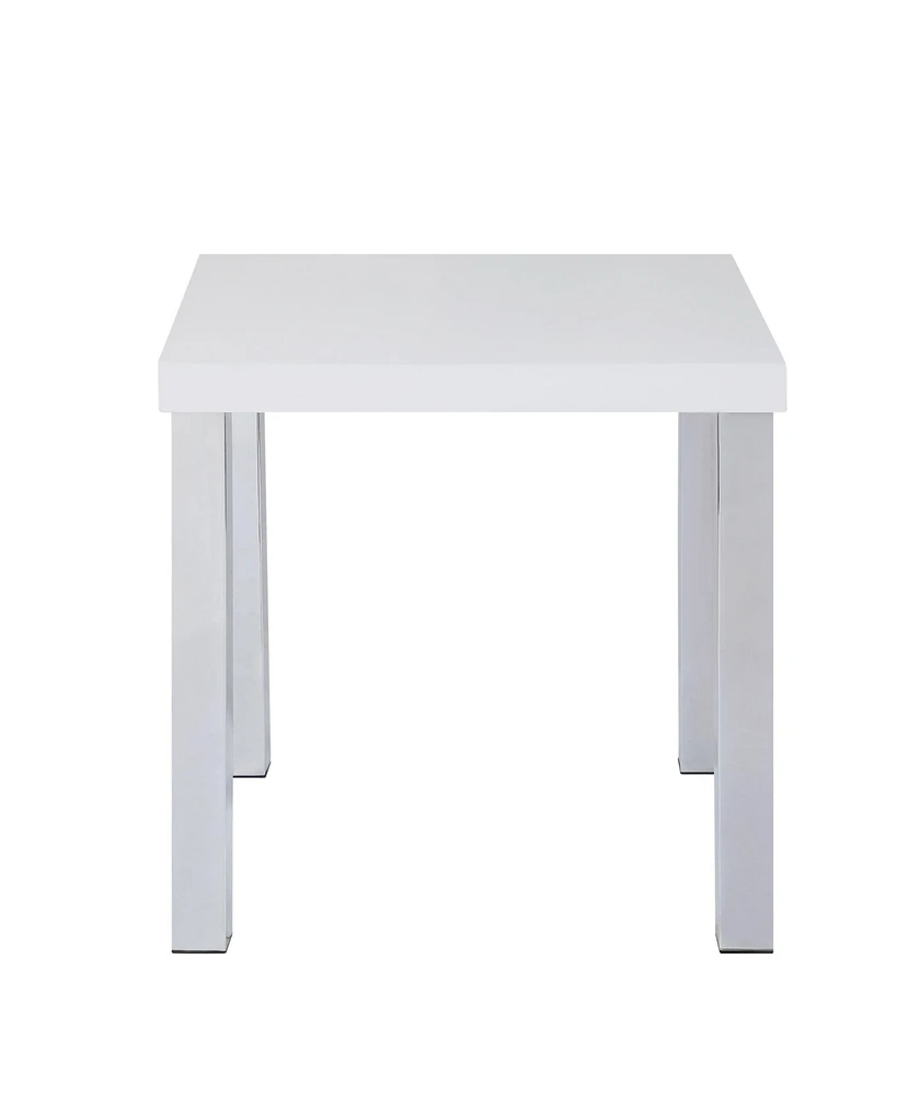 Simplie Fun Harta End Table, White High Gloss & Chrome