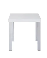 Simplie Fun Harta End Table, White High Gloss & Chrome