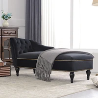 Streamdale Furniture 58" Velvet Chaise Lounge, Button Tufted Right Arm Facing Lounge Chair With Nailhead Trim