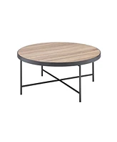 Simplie Fun Bage Coffee Table in Weathered Gray Oak & Metal