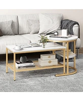 Slickblue Set of 2 Nesting Coffee Table with Extra Storage Shelf for Living Room