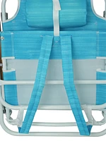 5-Position Beach Chair with Towel, Rubberwood Handrails & Cup Holder