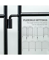 Streamdale Furniture Decorative Black Wire Grid Garden Fence Panels with Arches and Rings