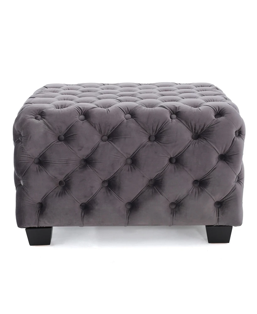 Streamdale Furniture Modern Velvet Glam Ottoman with Diamond Stitching