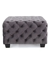 Streamdale Furniture Modern Velvet Glam Ottoman with Diamond Stitching