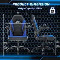 Streamdale Furniture Ergonomic Flipable Armrest Pu Leather Gaming Chair with S Curve Support