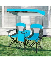 Slickblue Portable Folding Camping Canopy Chairs with Cup Holder