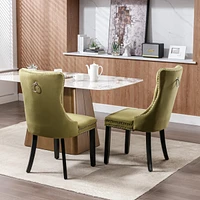 Contemporary Velvet Dining Chairs, Olive-Green (2-pcs)