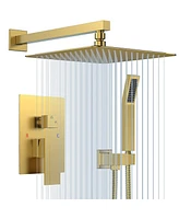 Simplie Fun Brushed gold 10" shower mixer set, wall-mounted