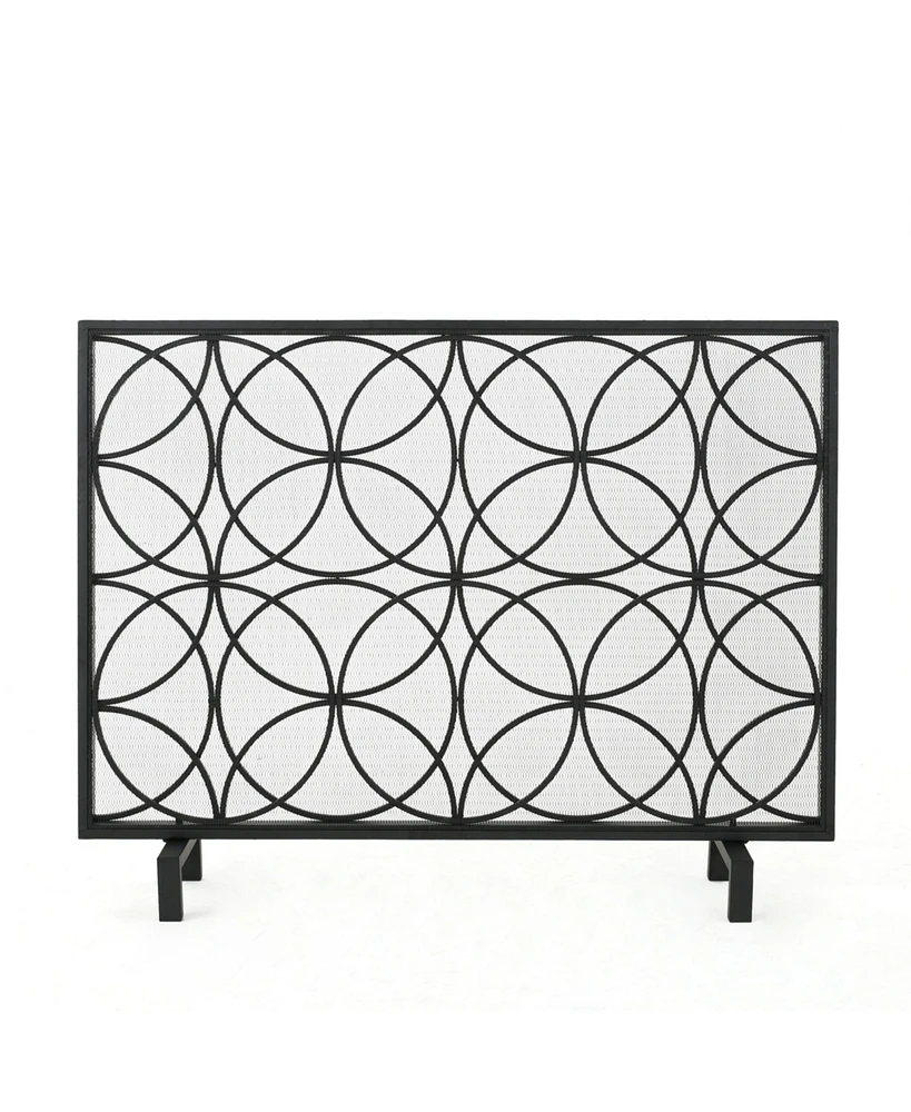 Streamdale Furniture Geometric Iron Fireplace Screen with Single Overlapping Panel