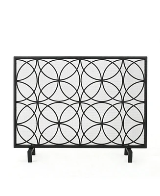 Streamdale Furniture Geometric Iron Fireplace Screen with Single Overlapping Panel