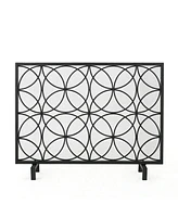 Streamdale Furniture Geometric Iron Fireplace Screen with Single Overlapping Panel