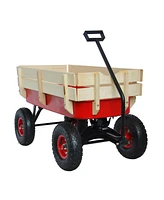 Streamdale Furniture outdoor sport wagon tools cart wooden side panels air tires Wagon (red)