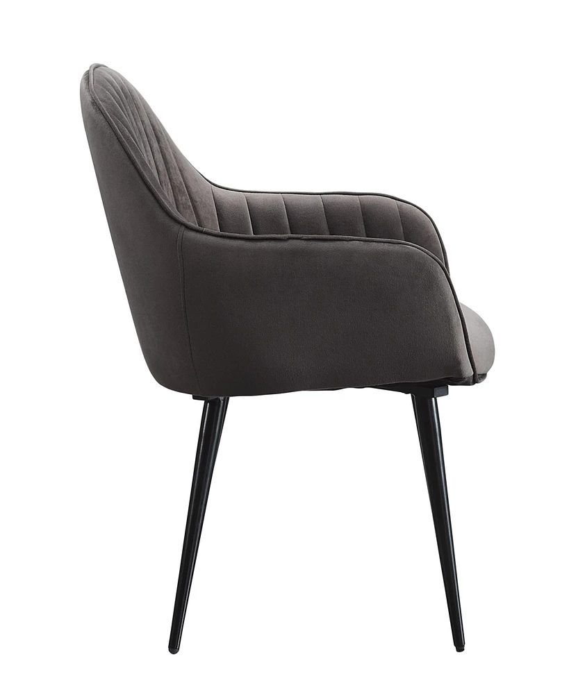 Simplie Fun Caspian Side Chair, Dark Gray Fabric & Black Finish