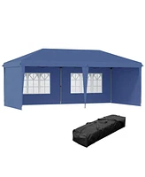 Outsunny 10' x 20' Pop Up Canopy Tent with 4 Sidewalls, Heavy Duty Tents for Parties, Outdoor Instant Gazebo with Carry Bag, for Outdoor, Garden, Pati