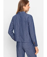 Olsen Women's Linen Blend Long Sleeve Button Front Jacket
