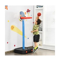 Slickblue 2 in 1 Kids Basketball Hoop Stand with Ring Toss and Storage Box