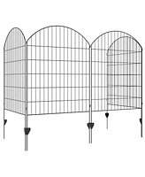 Outsunny 11.4' Garden Fence Steel Border Flower Edging, Pack of 4, Grids