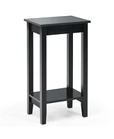 Costway 2-Tier Nightstand End Side Table Coffee Wooden Legs Bedroom
