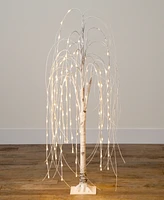 Nearly Natural 4ft. Pre-Lit Artificial White Weeping Willow Tree with 120 Warm White Led Lights