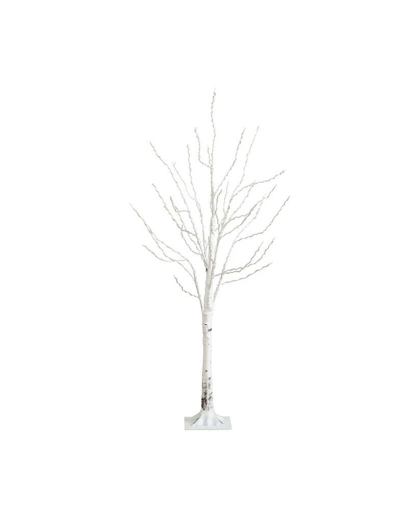 Nearly Natural 4ft. Pre-Lit Artificial White Birch Tree with 240 Color Changing Led Lights