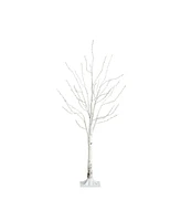 Nearly Natural 4ft. Pre-Lit Artificial White Birch Tree with 240 Color Changing Led Lights