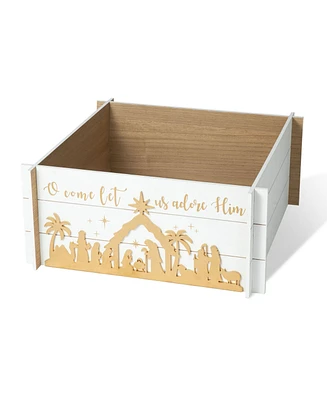 Glitzhome 24 L Wooden Nativity Scene Tree Collar