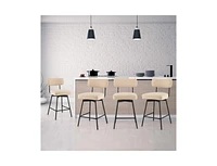 Slickblue 25" 2-Piece Modern Upholstered Bar Stools with Back and Footrests-Beige