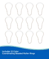 Kenney Medium Weight Peva Shower Curtain Liner and Beaded Roller Ring Set