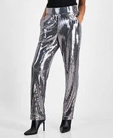 I.n.c. International Concepts Petite Sequin-Embellished Straight-Leg Pants, Created for Macy's