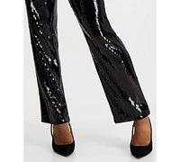 I.n.c. International Concepts Petite Sequin-Embellished Straight-Leg Pants, Created for Macy's